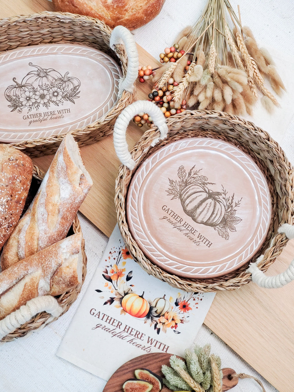 Bread Warmer & Basket - Pumpkin Round