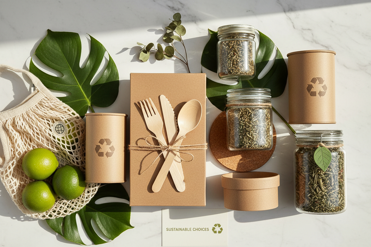 eco-friendly. compostable, recycled & sustainable products and awareness of using these products